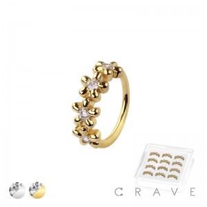 12PCS OF CZ MULTI FLOWER 316L SURGICAL STEEL HOOP NOSE RING BOX